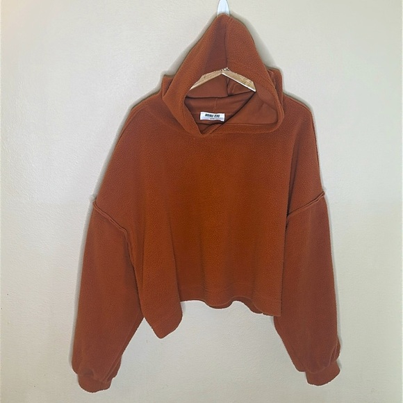 Double Zero Sherpa Fleece Hoodie Baked Clay Long Sleeves Womens Slash Size M/L - Picture 3 of 10